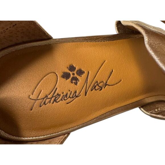 Patricia Nash NEW Rubia Leather Espadrille Wedge Sandals Size 11 Gold Metallic - Picture 6 of 7